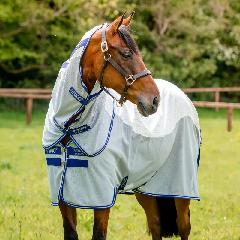 Amigo Airflow Fly Rug - Navy Check/Atlantic Blue-3