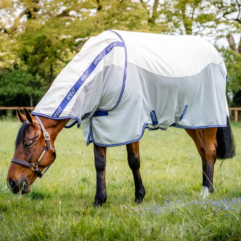 Amigo Airflow Fly Rug - Navy Check/Atlantic Blue-5