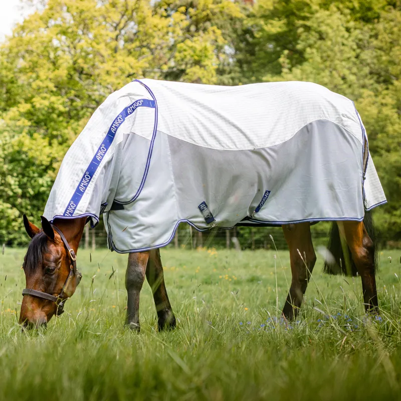 Amigo Airflow Fly Rug - Navy Check/Atlantic Blue-7