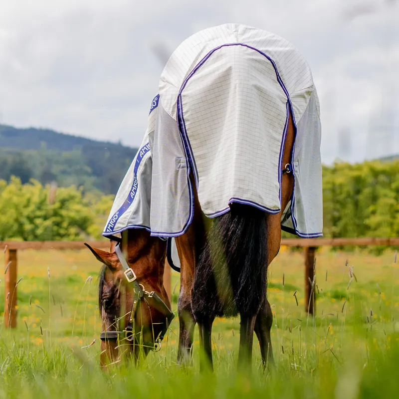 Amigo Airflow Fly Rug - Navy Check/Atlantic Blue-8