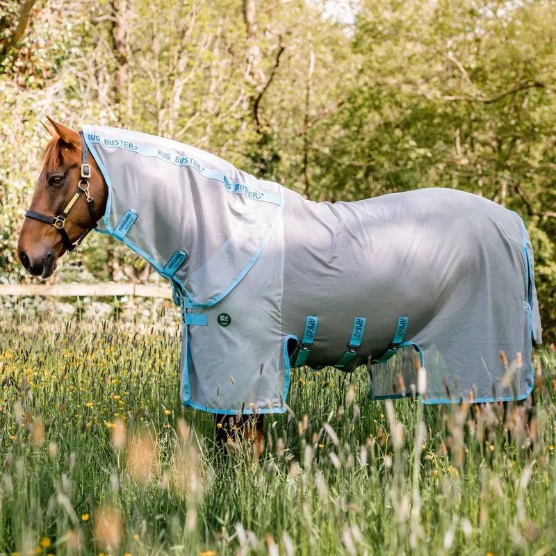 Amigo AmECO Bug Buster Fly Rug - Silver/Sky Blue