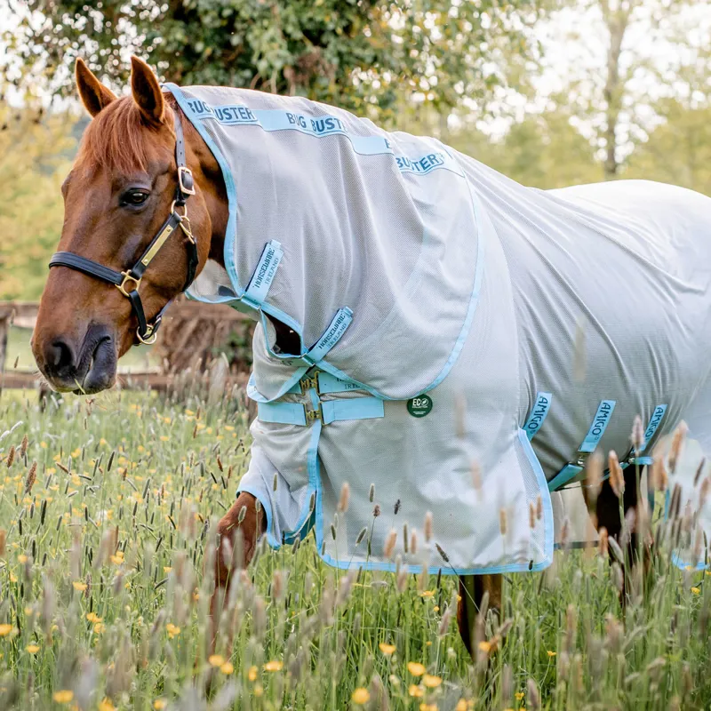 Amigo AmECO Bug Buster Fly Rug - Silver/Sky Blue-1