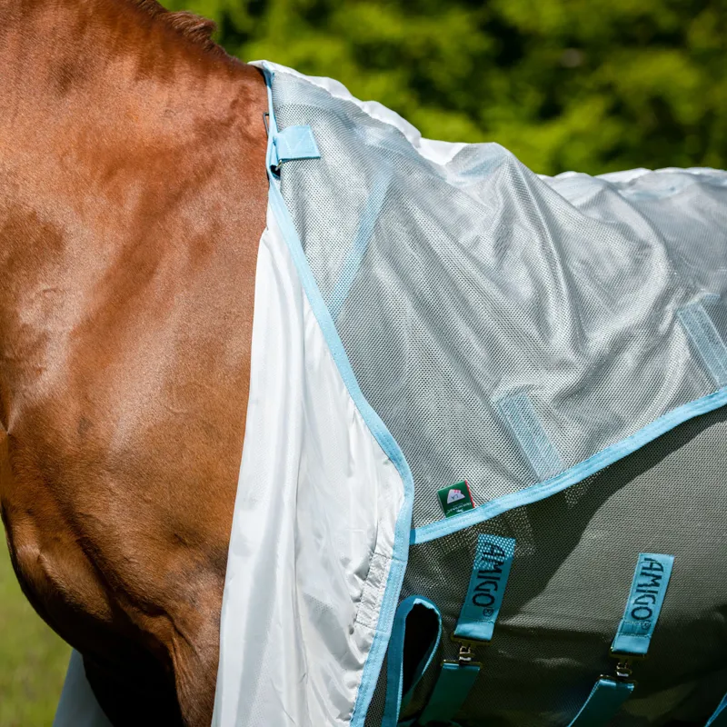 Amigo AmECO Bug Buster Fly Rug - Silver/Sky Blue-4