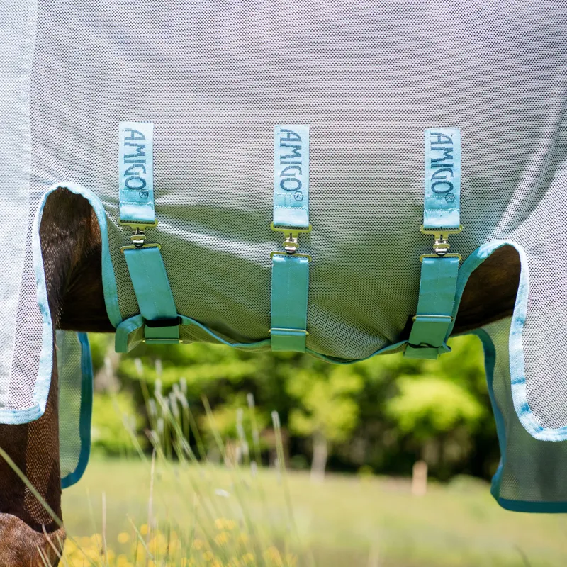 Amigo AmECO Bug Buster Fly Rug - Silver/Sky Blue-5