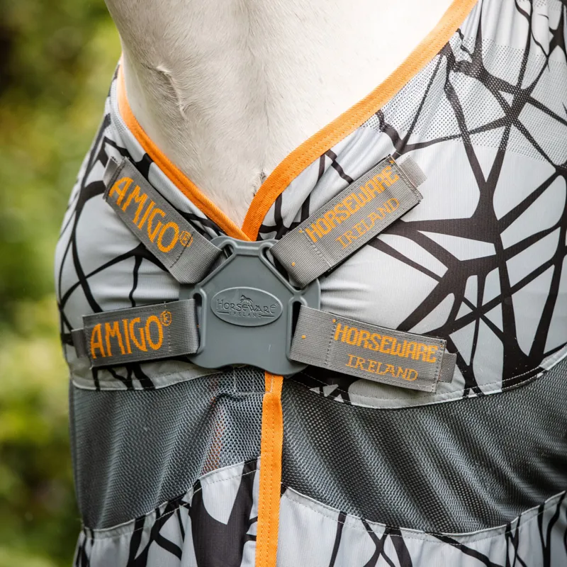 Amigo Camofly Detach-A-Neck Fly Rug - Grey/Orange-1