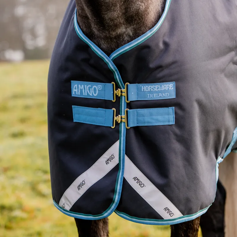 Amigo Bravo 12 Original 50g Turnout Rug - Navy/Turquoise/Aqua-3