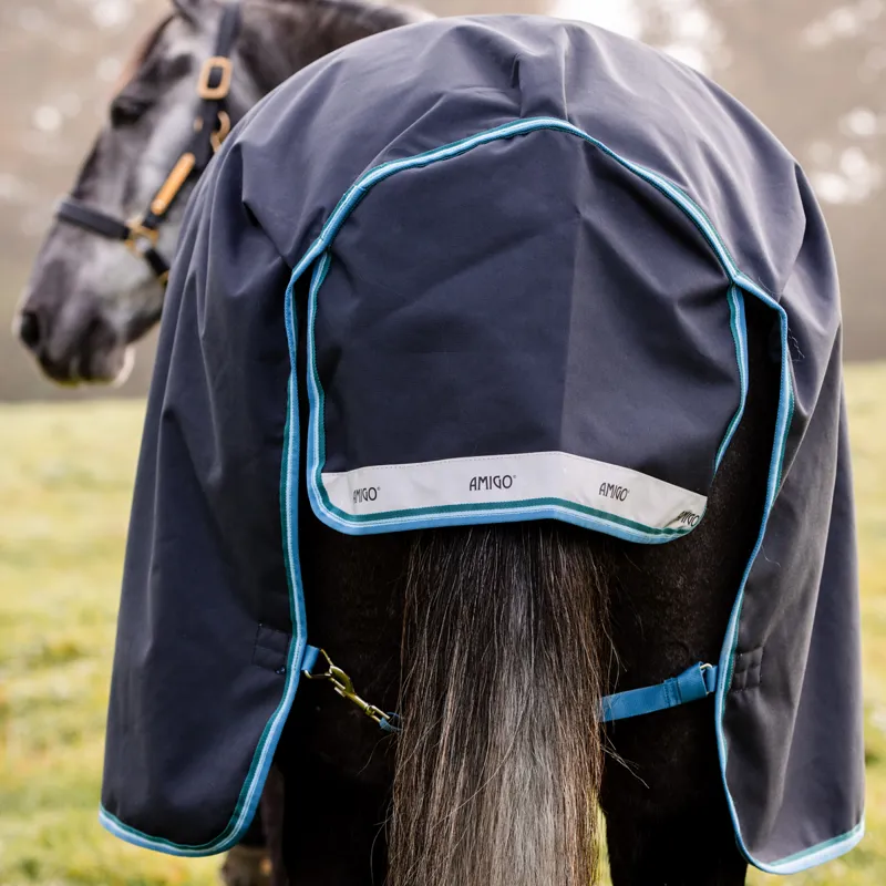 Amigo Bravo 12 Original 50g Turnout Rug - Navy/Turquoise/Aqua-4