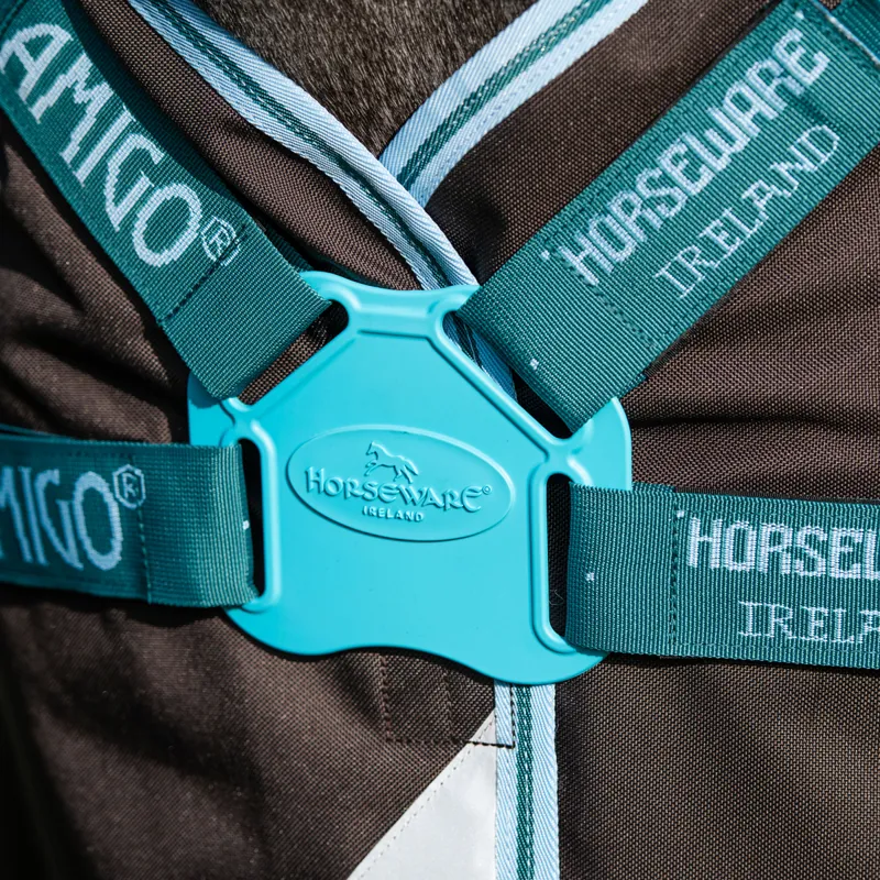 Amigo Bravo 12 Plus 0g Lite Disc Front Turnout Rug - Excalibur/Aqua-1