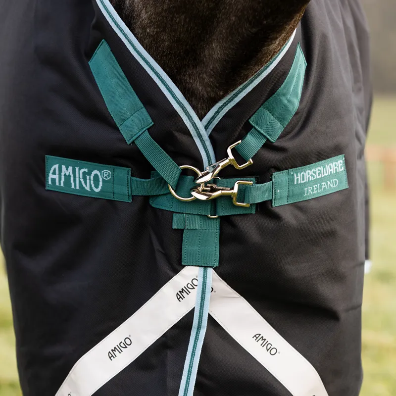 Amigo Bravo 12 Plus 250g V-Front Turnout Rug - Navy/Aqua-2