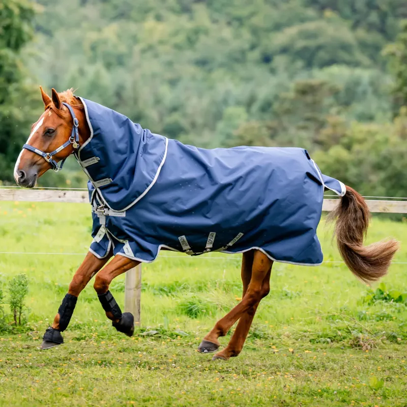 Amigo Pony Bravo 1200D Plus Lite 0g Turnout Rug - Navy/Titanium/Silver