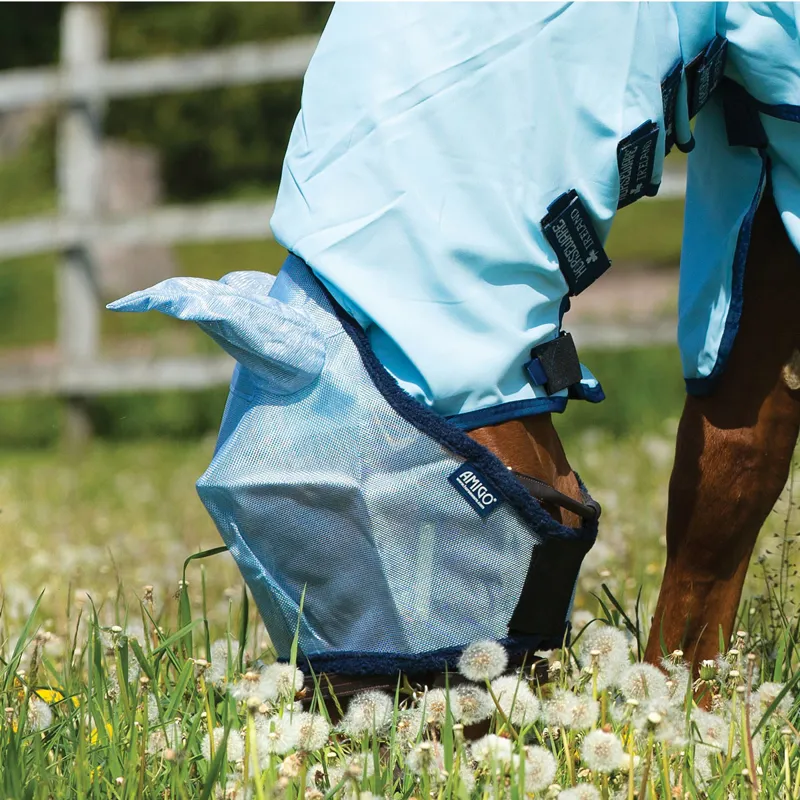 Amigo Fly Mask with Ears - Silver/Navy-1