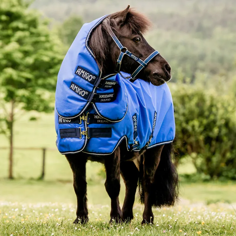 Amigo Petite Hero 6 Ripstop Plus 0g Turnout Rug - Blue/Navy/Grey