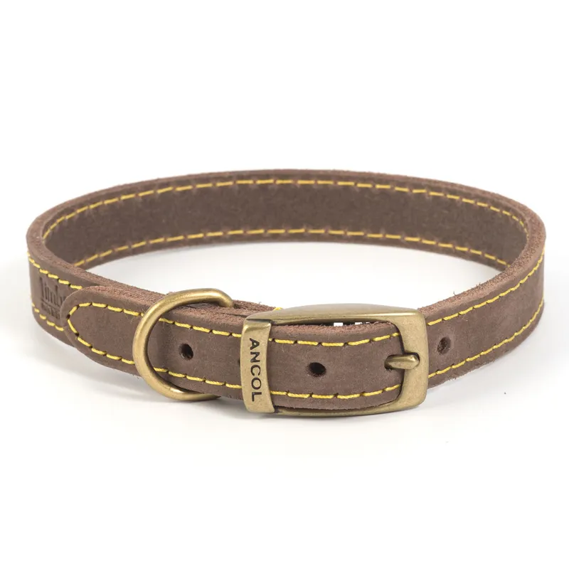 Ancol Timberwolf Leather Dog Collar - Sable