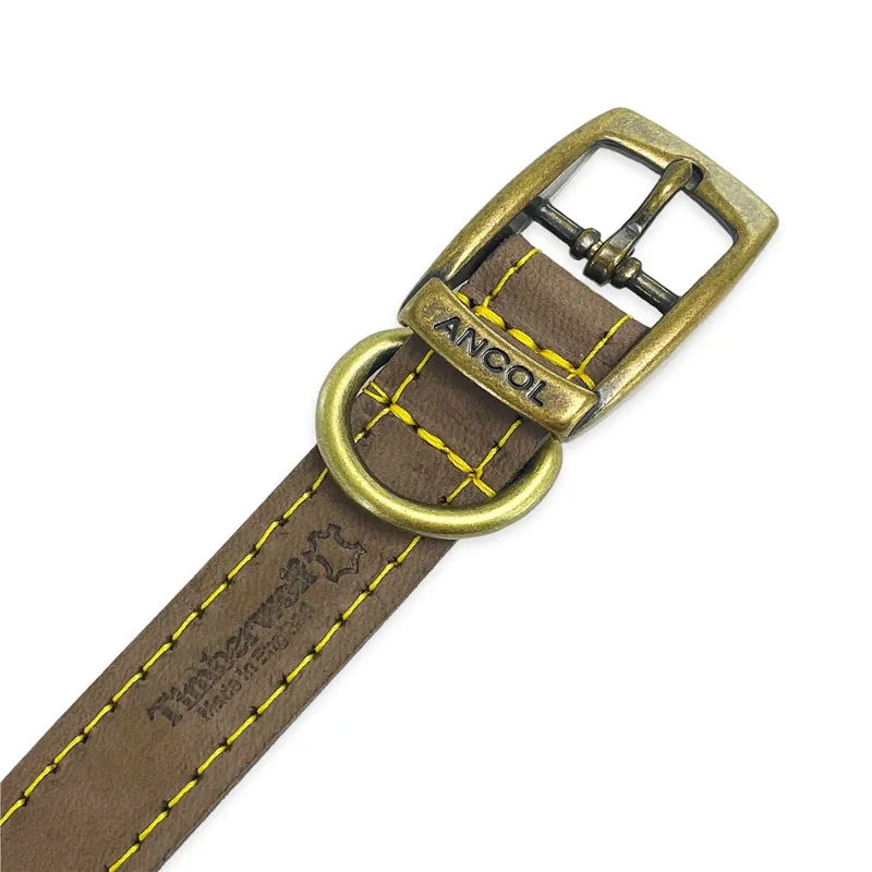 Ancol Timberwolf Leather Dog Collar - Sable-2