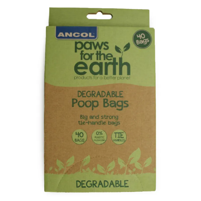 Ancol Paws For The Earth Degradable Flat Pack Dog Poop Bags - 40 Pack