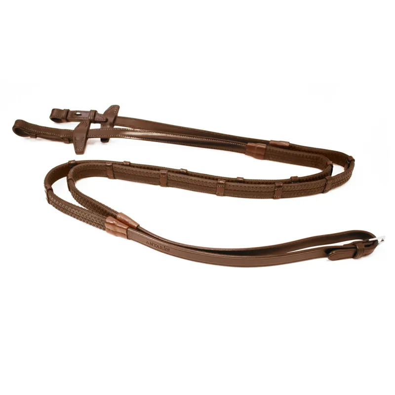 Antares Precision Rubber Continental Reins - Brown