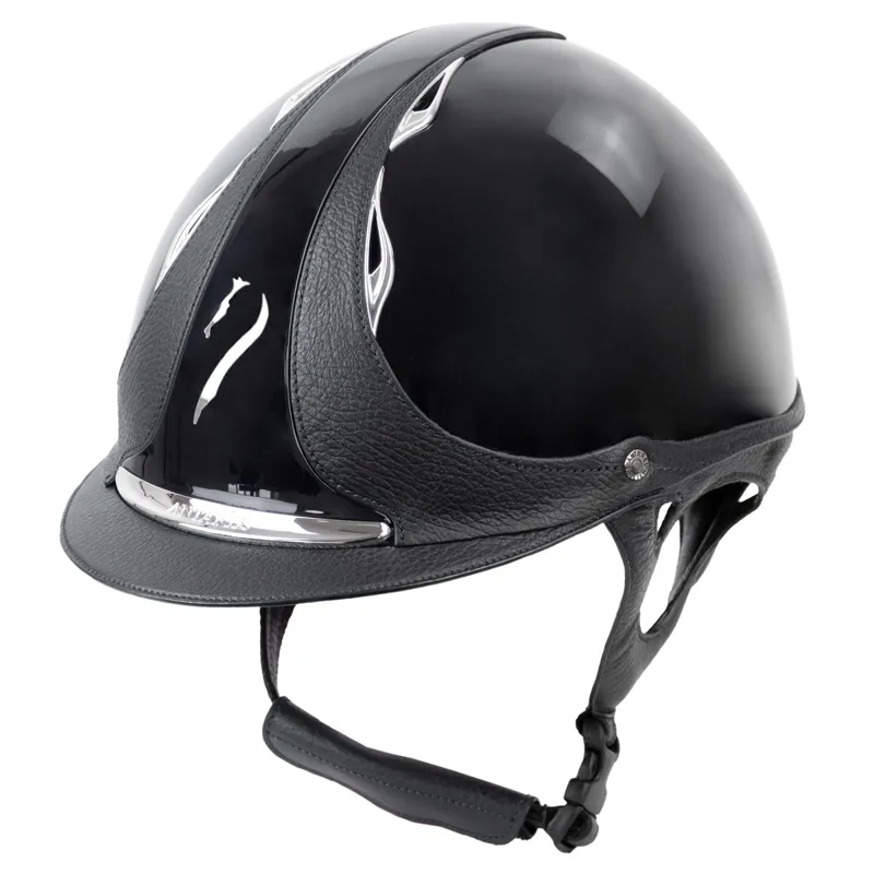 Antares Premium Glossy Riding Hat - Black/Black