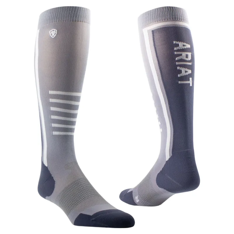 AriatTEK Slimline Performance Tall Riding Socks - Grey/Black