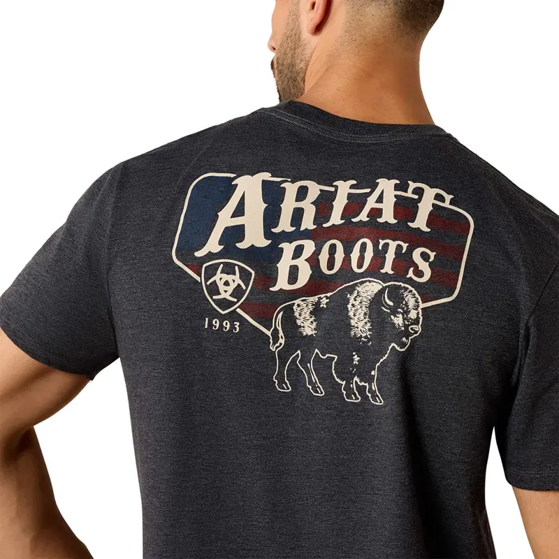 Ariat American Bison Classic Mens T-Shirt - Charcoal Heather-4