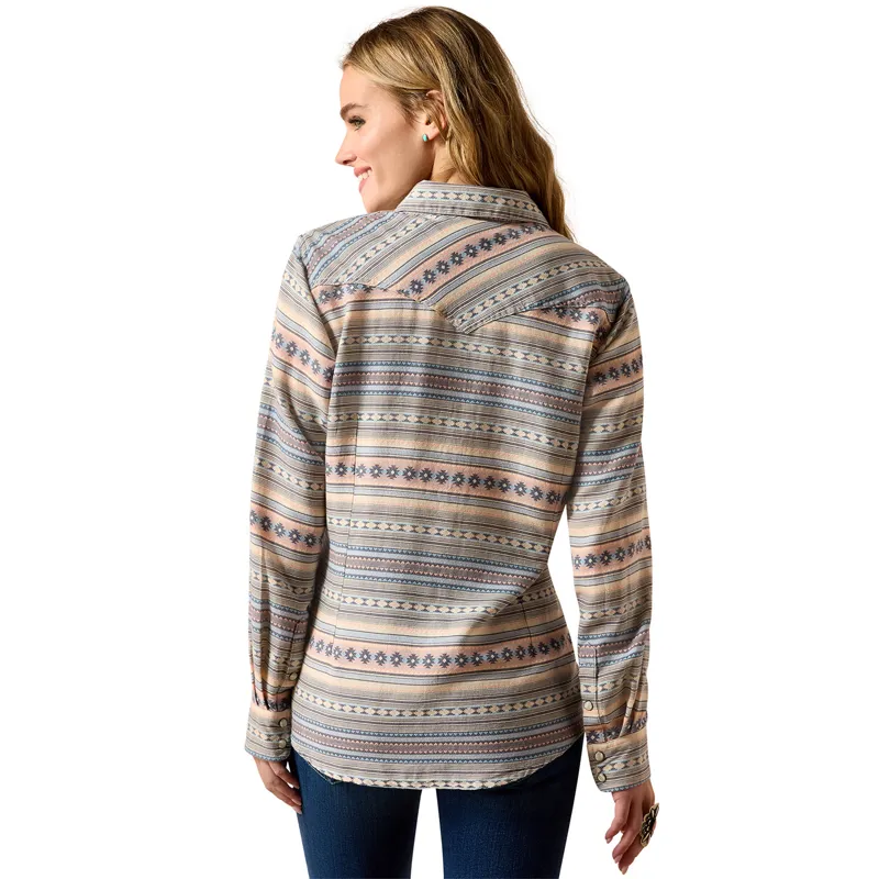 Ariat Arizona Womens Western Snap Shirt - Ombre Blue Southwest-1