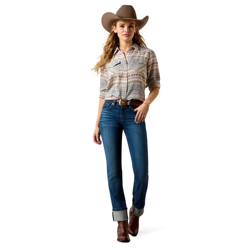 Ariat Arizona Womens Western Snap Shirt - Ombre Blue Southwest-3