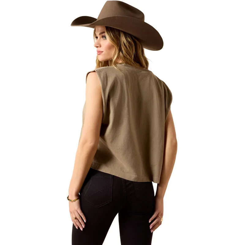 Ariat Womens Sleeveless Bandana Rider Tee - Faded Brown-1