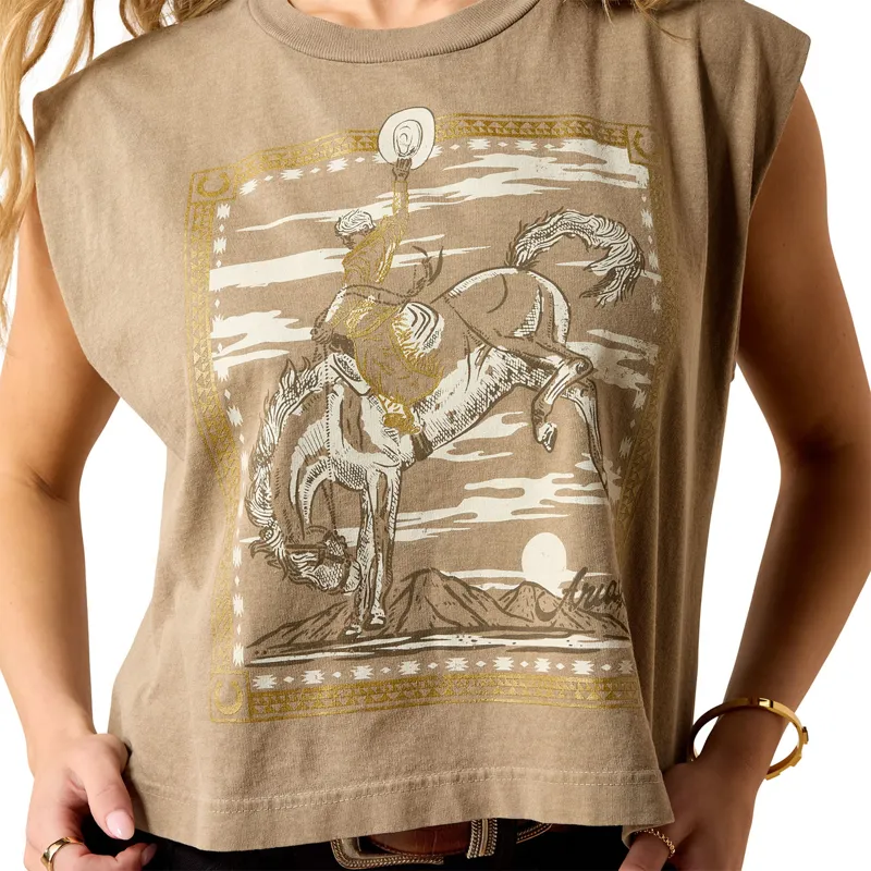 Ariat Womens Sleeveless Bandana Rider Tee - Faded Brown-2