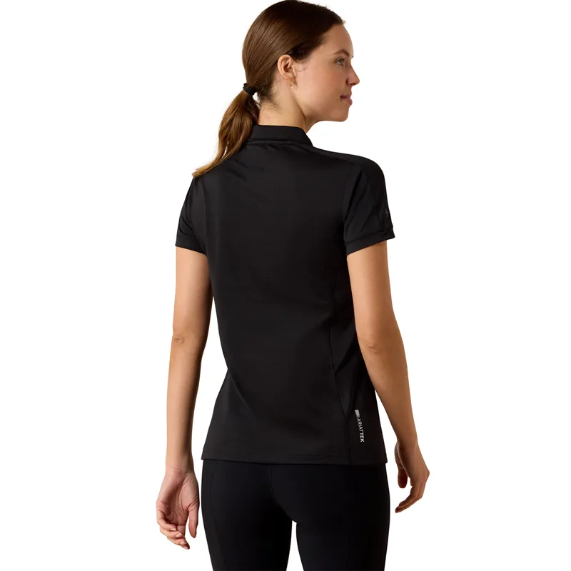 Ariat Bandera 1/4 Zip Ladies Polo Shirt - Black-1
