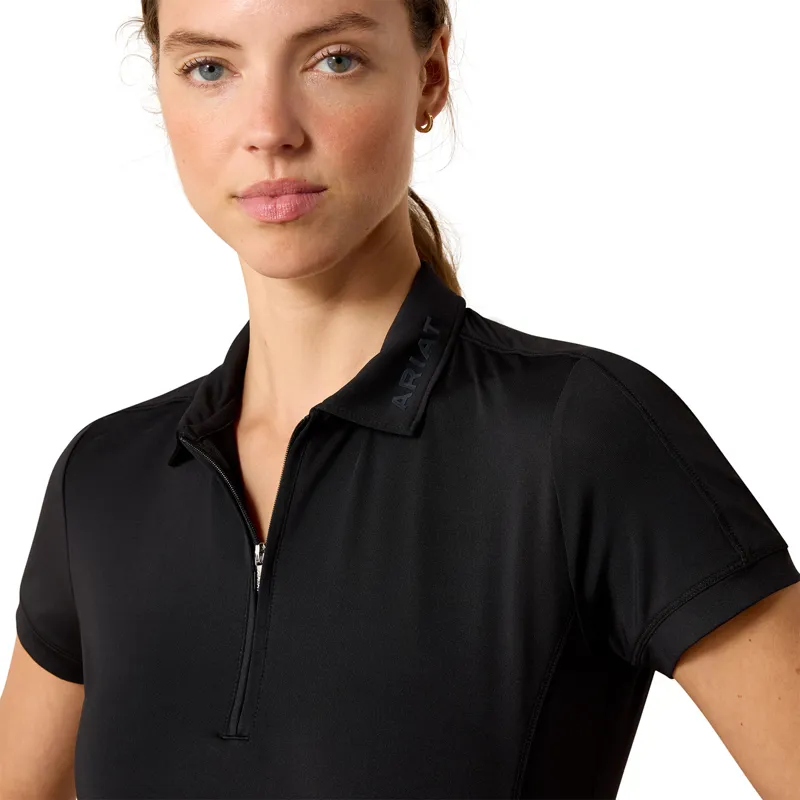 Ariat Bandera 1/4 Zip Ladies Polo Shirt - Black-3