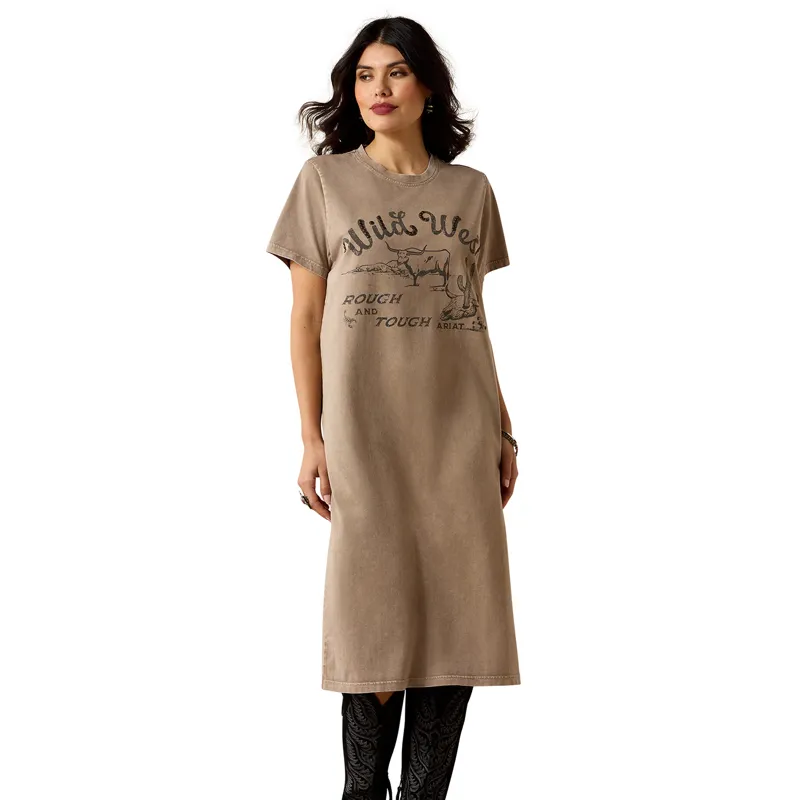 Ariat Bandito Womens T-Shirt Dress - Taupe Mineral Wash