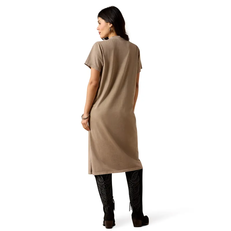 Ariat Bandito Womens T-Shirt Dress - Taupe Mineral Wash-1