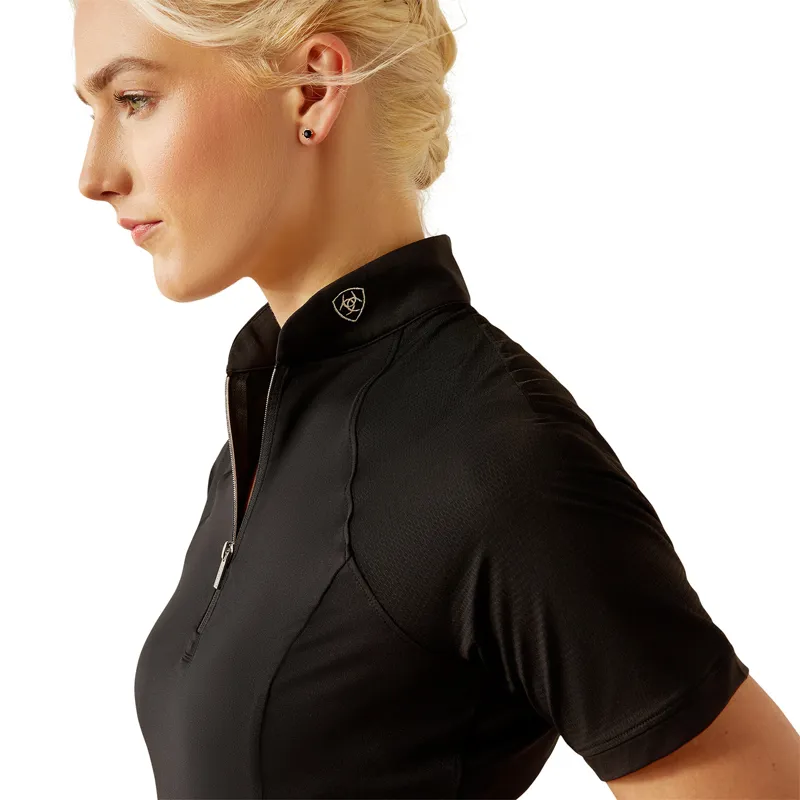 Ariat Soquel Womens Short Sleeve 1/4 Zip Baselayer - Black-2