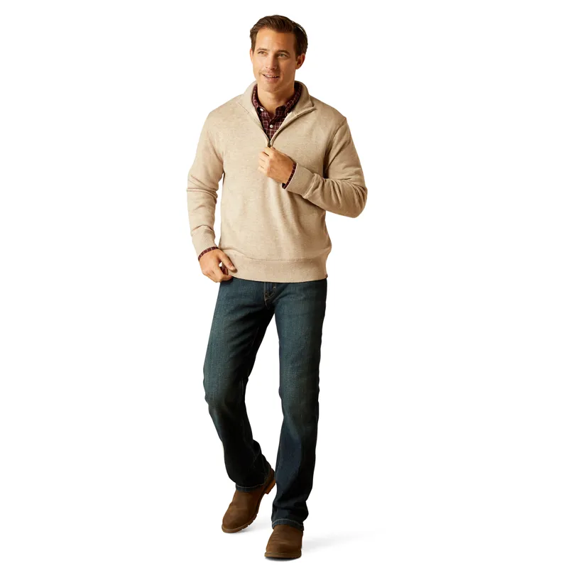 Ariat Country Bolinas 1/2 Zip Mens Sweater - Oatmeal-2