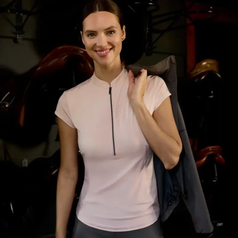 Ariat Breathe 1/2 Zip Womens Short Sleeve Base Layer - Sepia Rose-5