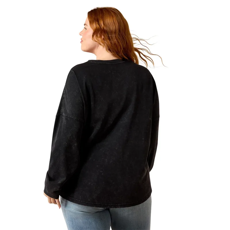 Ariat Canvas Oversized Womens Long Sleeve Tee - Black-4