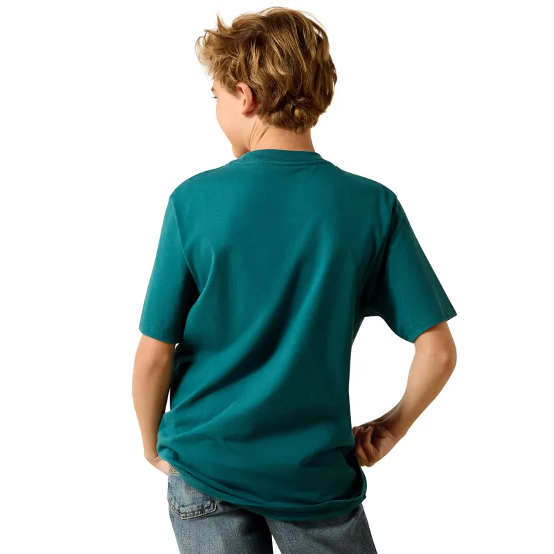 Ariat Junior Boys Western Tee - Cattle Skull Freedom/Mediterranean-1
