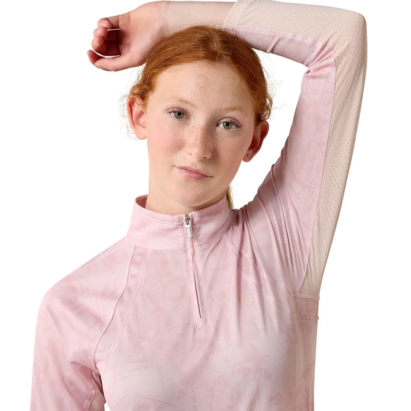 Ariat Sunstopper 3.0 Junior Girls Base Layer Top - Sepia/Horse Park Print-2