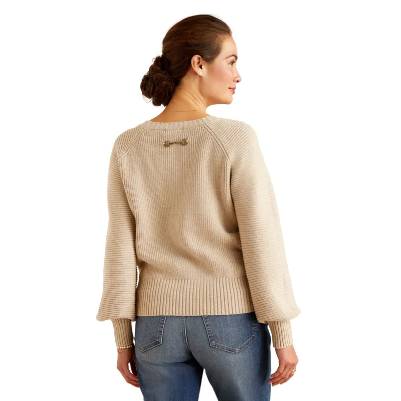 Ariat Country Malvern Ladies Sweater - Oatmeal Heather-1