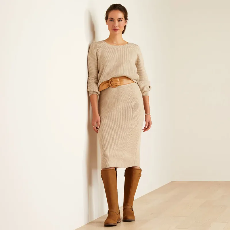 Ariat Country Malvern Ladies Sweater - Oatmeal Heather-2