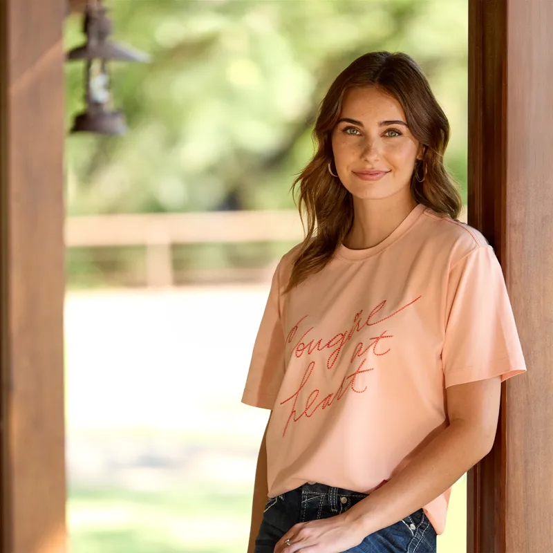 Ariat Cowgirl at Heart Womens T-Shirt - Tropical Peach-2