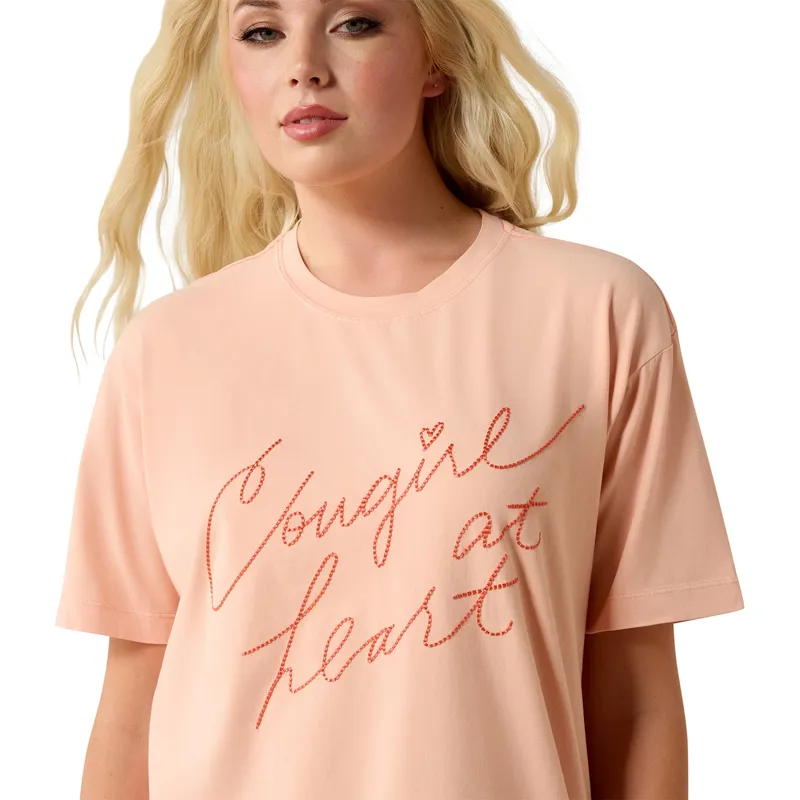 Ariat Cowgirl at Heart Womens T-Shirt - Tropical Peach-4
