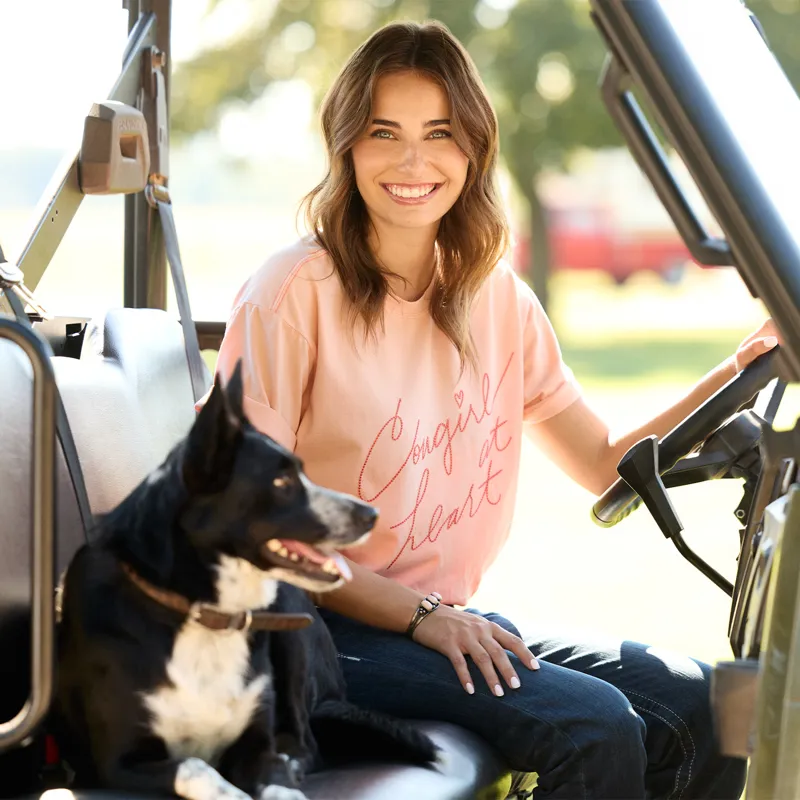 Ariat Cowgirl at Heart Womens T-Shirt - Tropical Peach-5