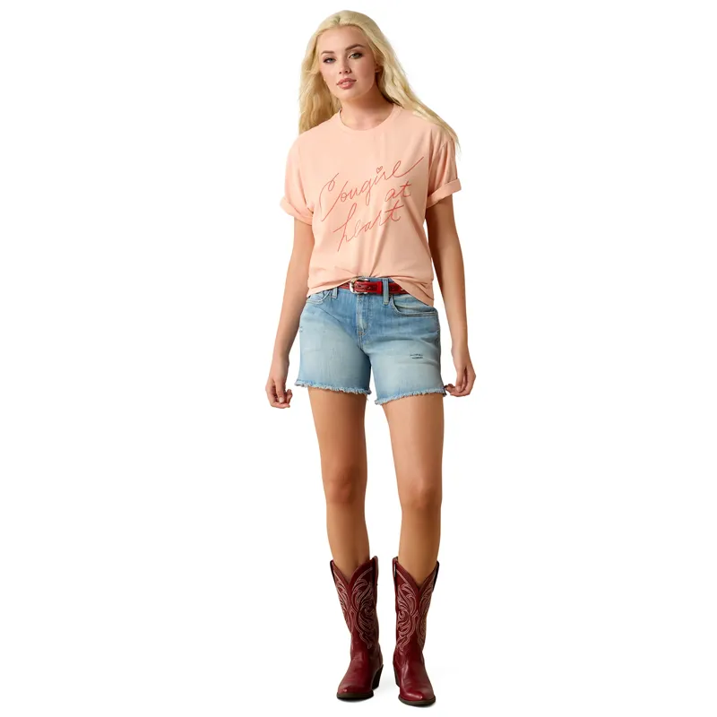 Ariat Cowgirl at Heart Womens T-Shirt - Tropical Peach-6