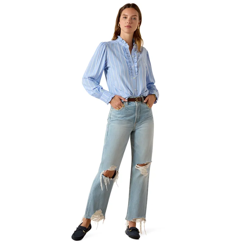 Ariat Country Cricklade Womens Blouse - Pacific Blue/Stripe-3