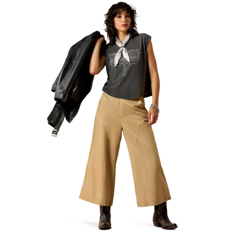 Ariat Dallas Womens Cropped T-Shirt - Charcoal Mineral Wash-3