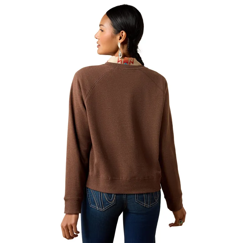 Ariat Essential Womens Crew Neck Sweatshirt - Chicory Coffee Heather-1