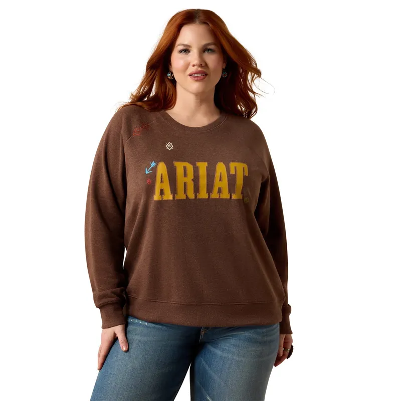 Ariat Essential Womens Crew Neck Sweatshirt - Chicory Coffee Heather-2