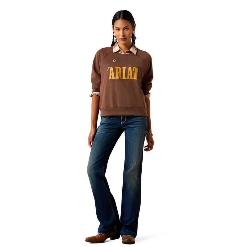 Ariat Essential Womens Crew Neck Sweatshirt - Chicory Coffee Heather-4