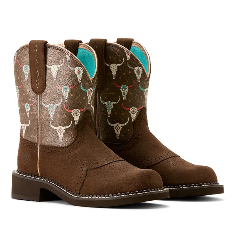 Ariat Fatbaby Heritage Farrah Ladies Western Boots - Barley/Boho Skull