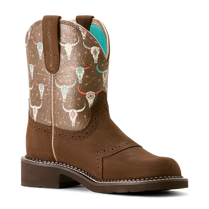 Ariat Fatbaby Heritage Farrah Ladies Western Boots - Barley/Boho Skull-2